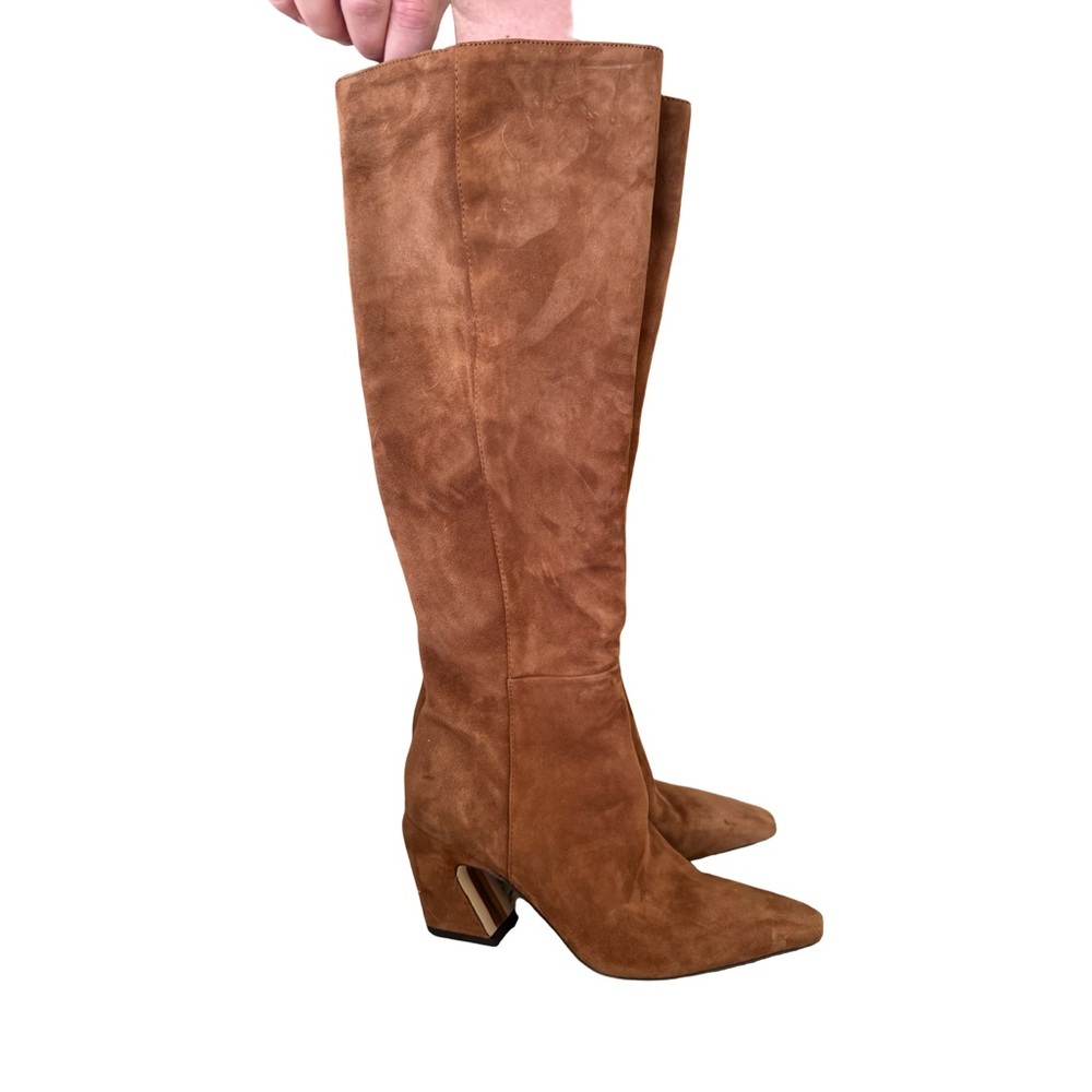 Sam Edelman Sulema Brown Suede Knee High, Block Heel, 7.5, western, bohemian - Picture 4 of 8
